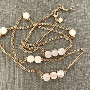 Vintage Banana Republic Gold Tone Chain Necklace with Mother of Pearl, 31 inch length