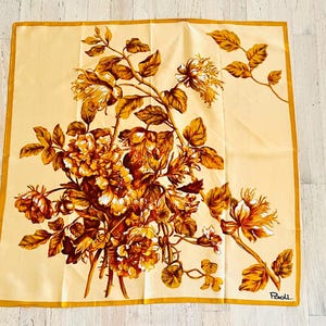 Vintage 1960’s Paoli Scarf, Golden Yellow Roses, Acetate Scarf, Made in Japan