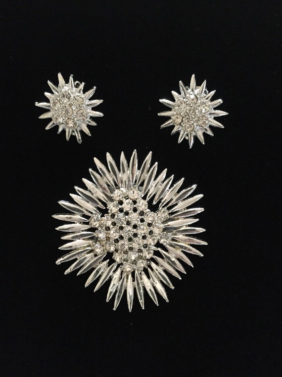 Bridal Rhinestone Brooch and Earring Set