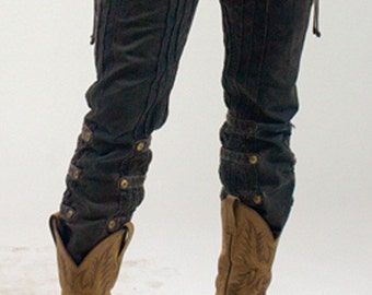 Org. Gaucho Pants Color: Rust-Dusted (Dark Brown) with brass buttons for festivals, burning man, rockstars, steampunk pants.