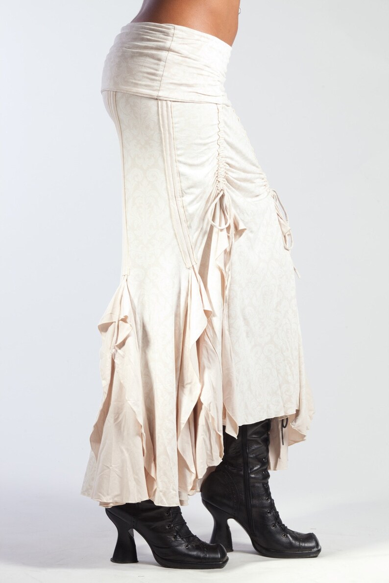 Cream Victorian Steampunk Flamenco Skirt image 2