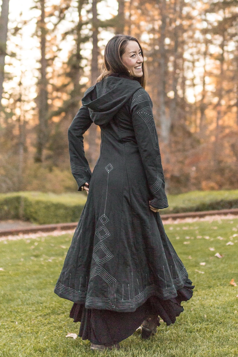 Womens Long Coat Kaftan Starduster Black Victorian Etsy