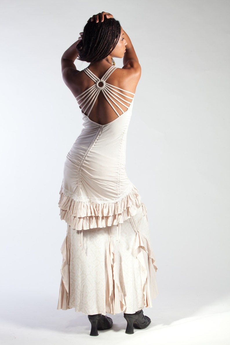 Cream Victorian Steampunk Flamenco Skirt image 5