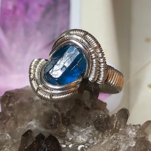 Blue apatite ring