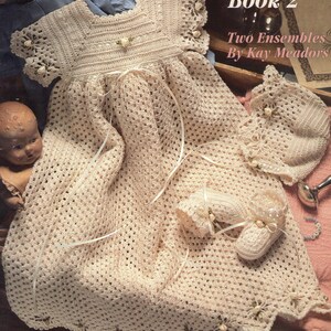 Baby Crochet Pattern Pearl Christening Collection 2 Sets Spider Edge + Shell Gown image 4