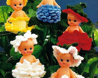 Crochet Pattern Bud Babies Cupid Dolls in 5 Fragrant Flowers Freshener Sweeties