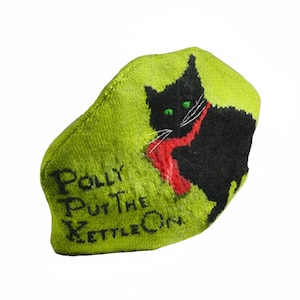 Witchy Vintage Knitting Pattern Old Trixy Tea Cosy Goldenrod Wool  Black Cat/Parrot