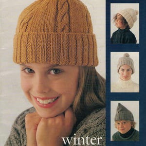 Knitting Pattern Winter Warmers 28 Designs Beanies Socks Gloves 5/8/12ply Wool
