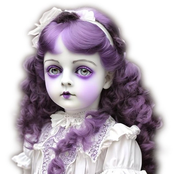 Viola Haunted Victorian Porcelain Doll Transparent Background