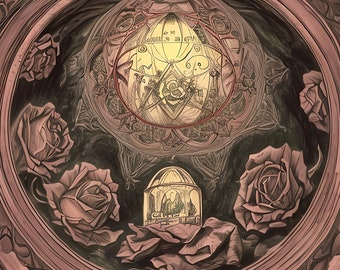Occult Rose Resurrection Under Glass Dome Ancient Secret Alchemy Spell HD Postcard