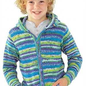 Strickanleitung Hoodie Cardi Boy Surfie Vintage Skye Schräge Taschen 8fach 2-13yrs