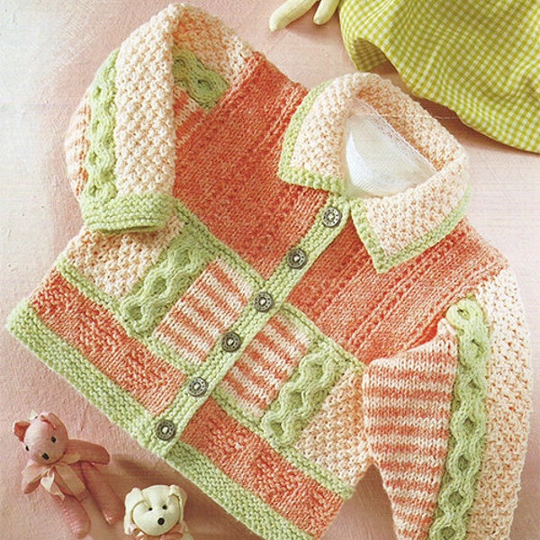 Vintage Baby Child Knitting Pattern 41-66cm 8ply Textured Multi Colours Jacket