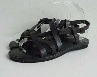 Original Danish 70s Vintage Duckfeet Sandals // Leather // Size EU 42
