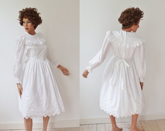 white broad anglaise dress