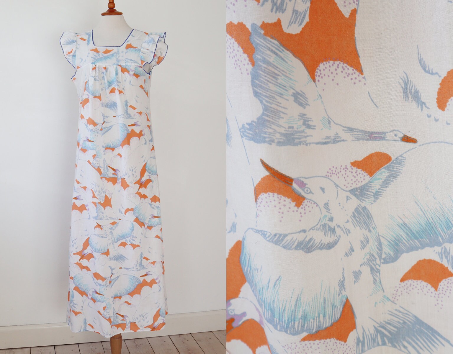 日本製 French Dress Swan Angel 白鳥の湖 Vintage ロングワンピース Hlt No