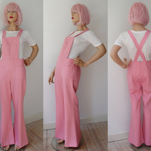 Pink 70s DEADSTOCK Vtg. good Overall // One Piece With Bip & Flares // Made In Denmark