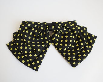 Black Lime Hair Bow // Square Pattern