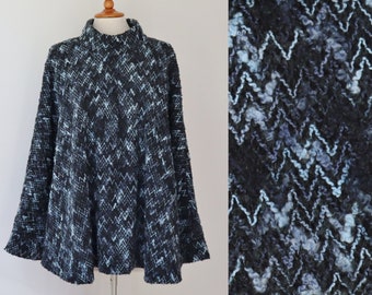 Gray Blue High Necked Cape With Zig Zag Pattern // Missoni Like // Size M/L
