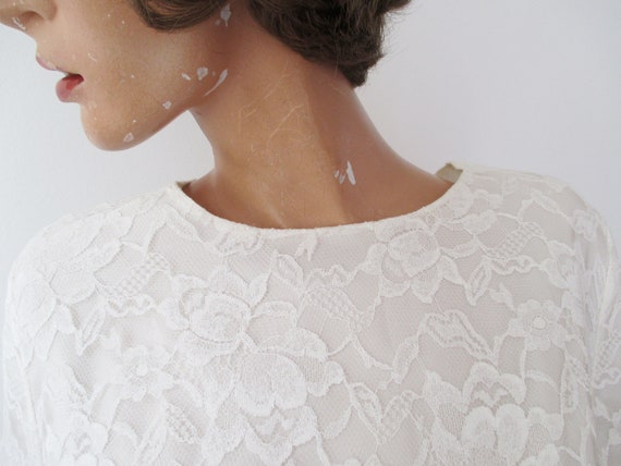 Very Beautiful White 50s 60s Vintage Lace Dress /… - image 8