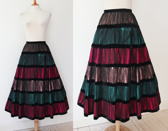 Gorgeous 50s Black High Waisted Vtg. Maxi Skirt W… - image 2