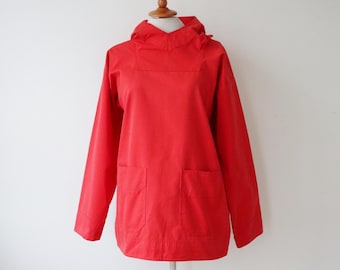 Red 60s Hooded VTG. Anorak With Front Pockets // Size M // Unisex