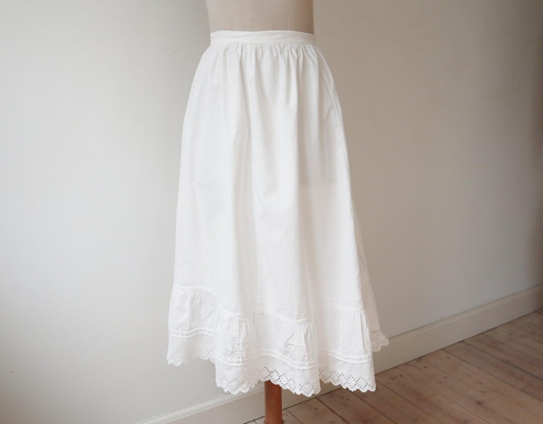 White Edwardian Petticoat/skirt // Broderie Anglaise Ribbon // Cotton ...