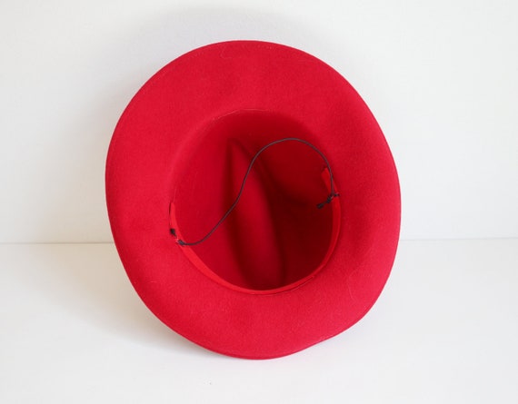 Rode vilten hoed met hoedband // maat 53 | Etsy België