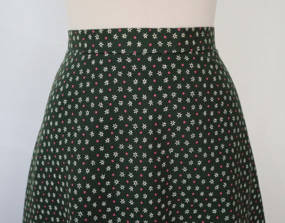 Green 70s Vtg. Skirt With Pink Dots And White Ede… - image 6