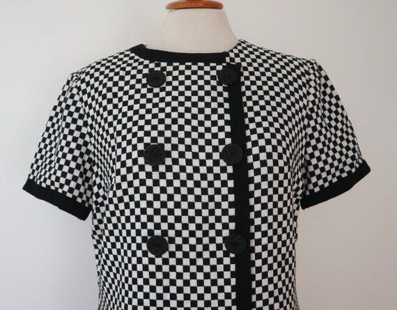 Cool DEADSTOCK 60s MOD Dress In Black White Squar… - image 4