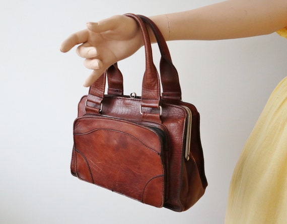 60s Vintage Leather Top Handle Bag