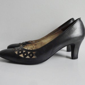 Grijze vintage leren pumps uit de jaren 60 // Dana Shoes // Maat 38,5