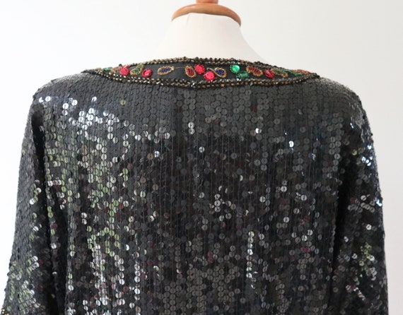 Black  80s Vtg. Top With Red Green Yellow Blue An… - image 6