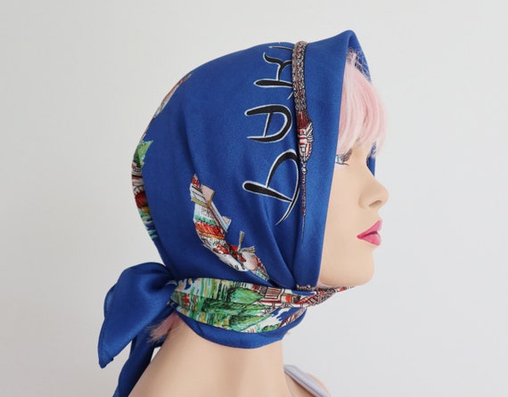 Blue Vtg. Souvenir Scarf // Bonjour Paris // Made