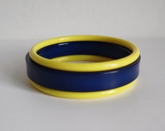Set Of 3 Vtg. Bracelets // Yellow & Blue