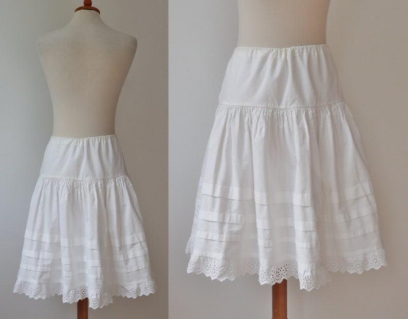 White 60s Vtg. Petticoat/Skirt // Broderie Anglaise Ribbon // | Etsy