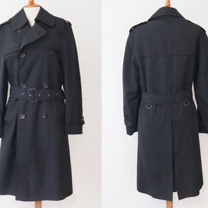 Vintage 70s Womens S Belted Trench Coat Maxi Overcoat Hooded