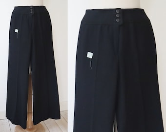 Black DEADSTOCK 70s Bell Bottom Vtg. Flare Pants // EU Size 36