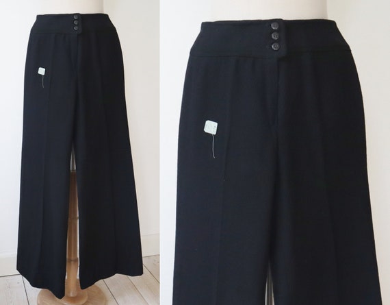 Black Deadstock 70s Bell Bottom Vtg. Flare Pants // EU Size 36