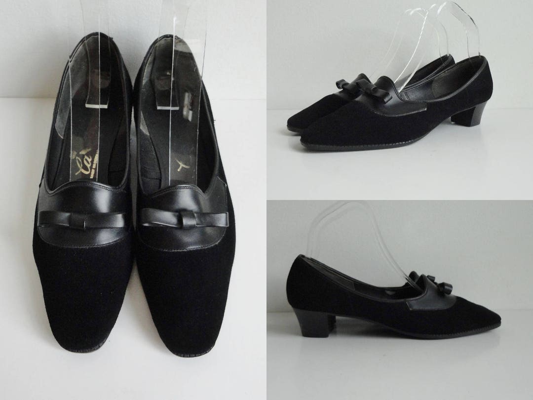 60s Vintage Suede MOD Shoes With Bow // La Capire // Size 375 - Etsy