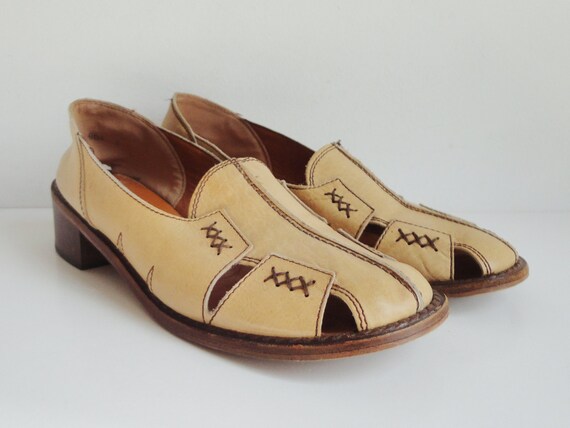 Beige jaren 70 Vintage schoenen / sandalen / / Pam Italia / / | Etsy België