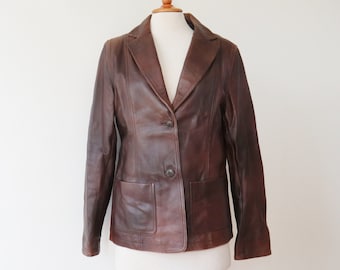 Brown Vtg. Leather Jacket // Goldstein // Womens Jacket // Blazer Jacket