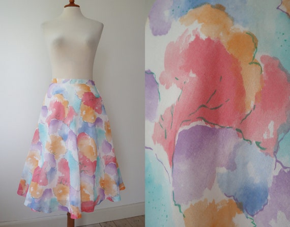 80s Highwaisted Summer Skirt // Watercolors // Cot