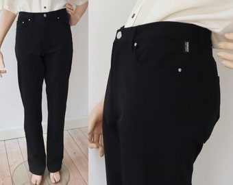 Black Versace Jeans Couture // Bell Bottom Stretch Pants // Size 34 - 48 (Size L) // Made In Italy