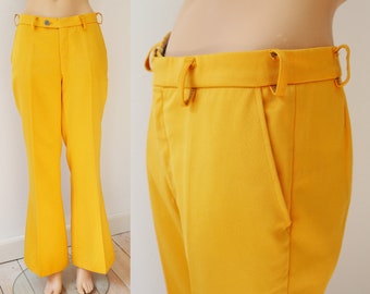 Yellow 70s  Vtg. Mens Flare Pants  // Polyester/Viscose // Size M // Unisex // Made In Europe