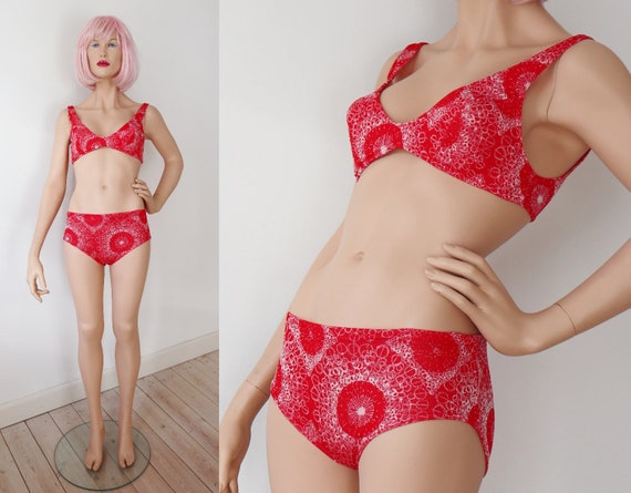 Red White 60s Vintage Bikini // Size M