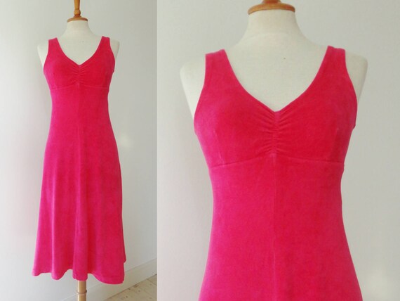 60s Pink Vintage Terry Cloth Dress // Pink // Size