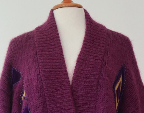 Heather Colored 80s Mohair Vtg. Cardigan With Fab… - image 4