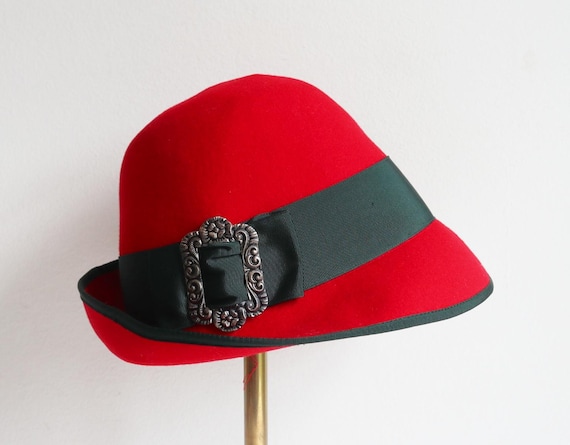 Red Felt Cloche Hat With Silver Buckle Detail il_1080xN.3349272698_t8fx.jpg main image 2