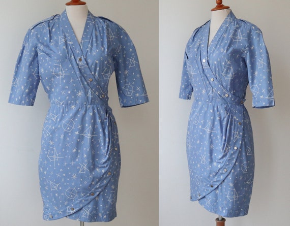 Structured Blue Thierry Mugler Paris Vintage Wrap