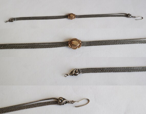 Edwardian Vtg. Pocket Watch Chain // Silver/Gold … - image 3